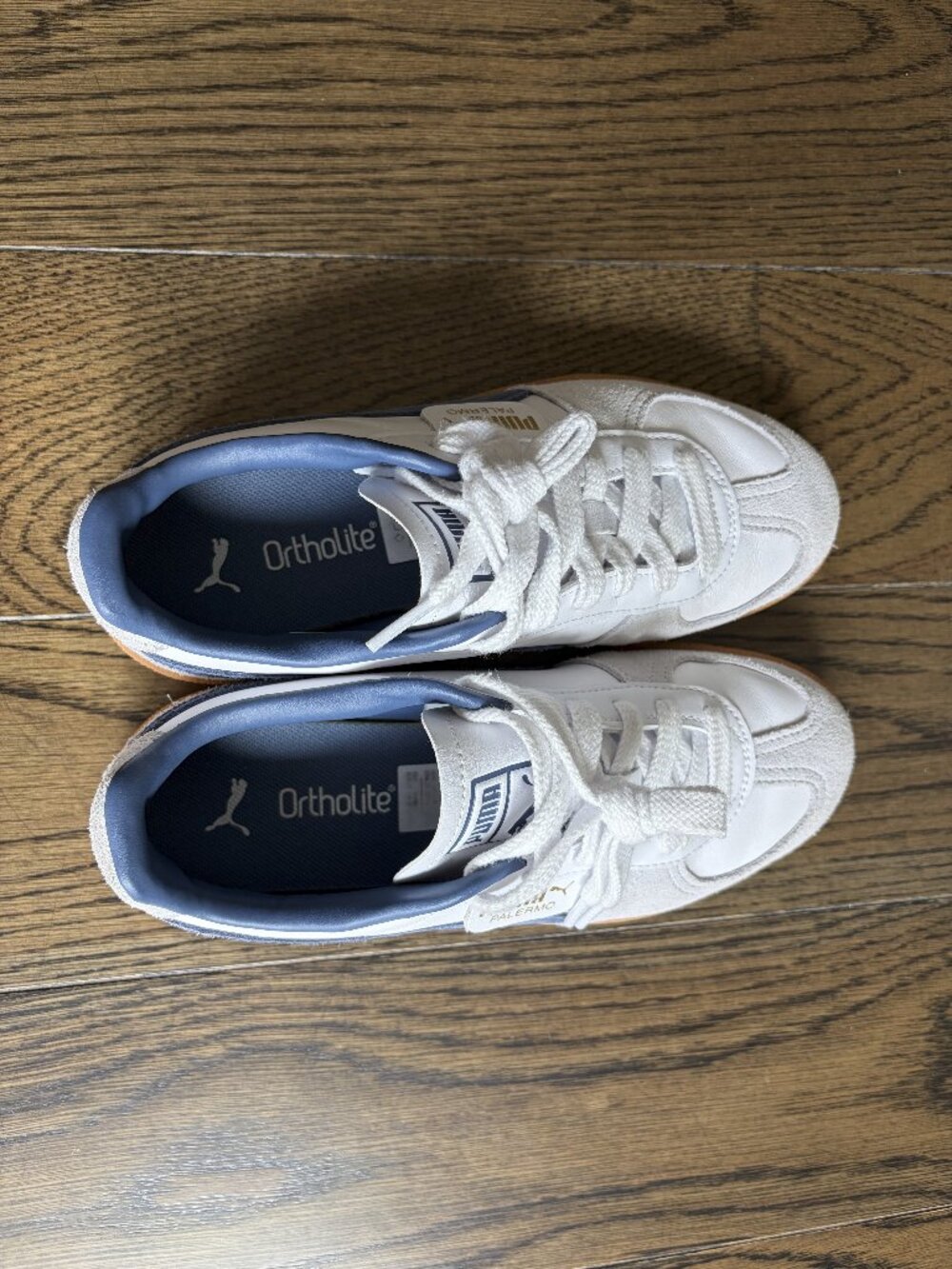 Puma Palermo White & Blue Suede-Trim Sneakers size 6 - Picture 6 of 7